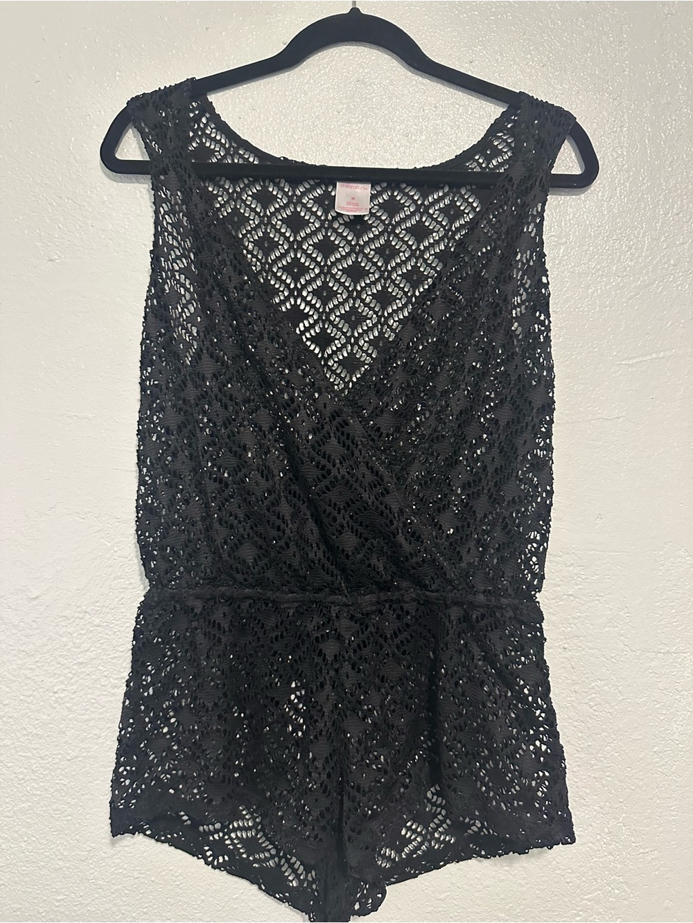Xhilaration Black Crochet Cover-Up Top For Bikini Size M